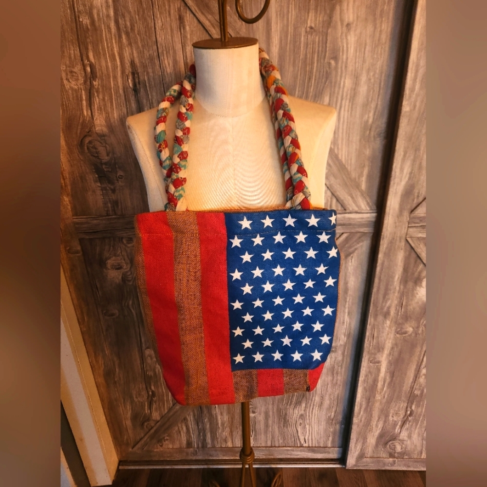 Freeset Patriotic Tote Bag with Braided Handles